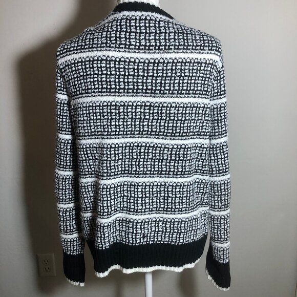 Keren Hart Vintage-Inspired Black & White Textured Cardigan - Size L - Picture 6 of 7